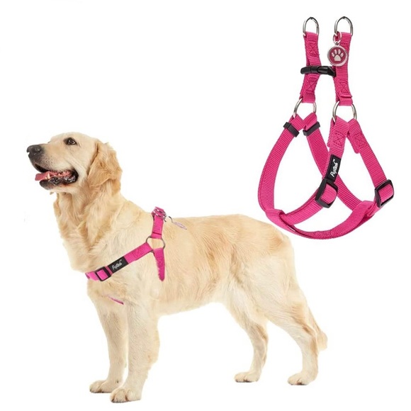 NEW PUPTECK PiNK No Pull Step-In Dog Puppy Harness Adjustable Paw Print Charm - Picture 10 of 12